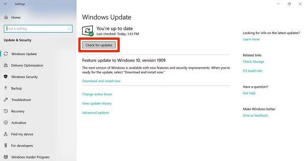 click check for updates