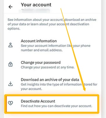 click deactivate account