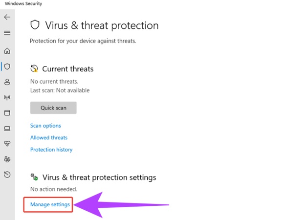 click manage settings
