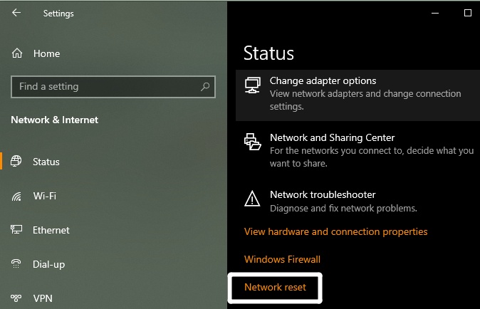 click network reset