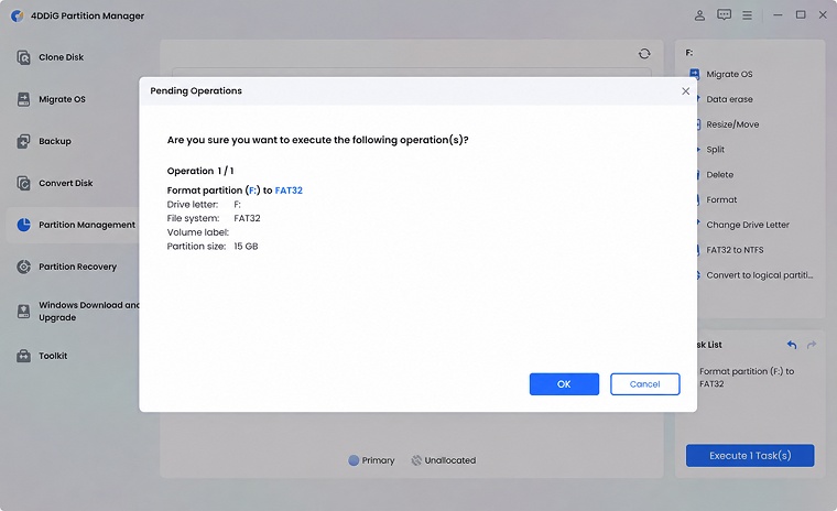 click ok to confirm formatting