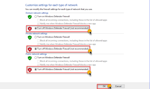Windows Defender Firewall ausschalten