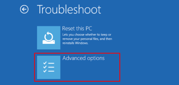 Click on Advanced options
