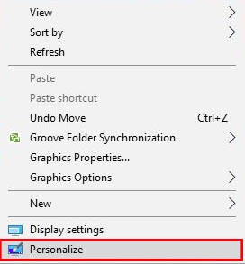 click on personalize