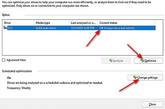 click optimize
