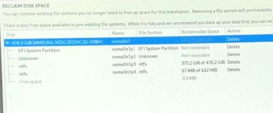 click reclaim space after deleting partition