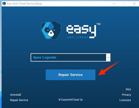 click repair service in easy anticheat