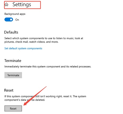 click reset to confirm