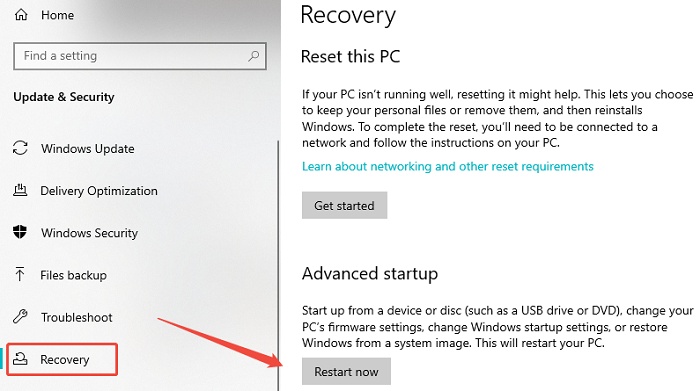 click restart now under recovery