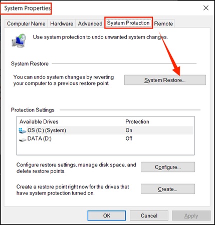 click system restore