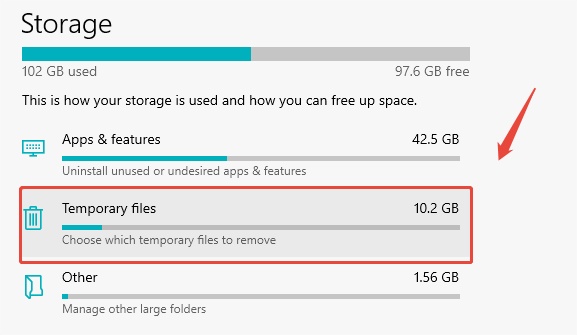 click temporary files