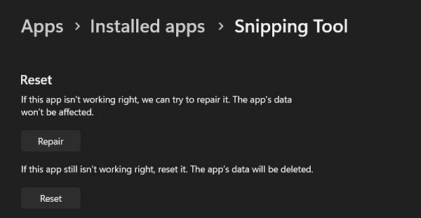 재설정 옵션 클릭하기
