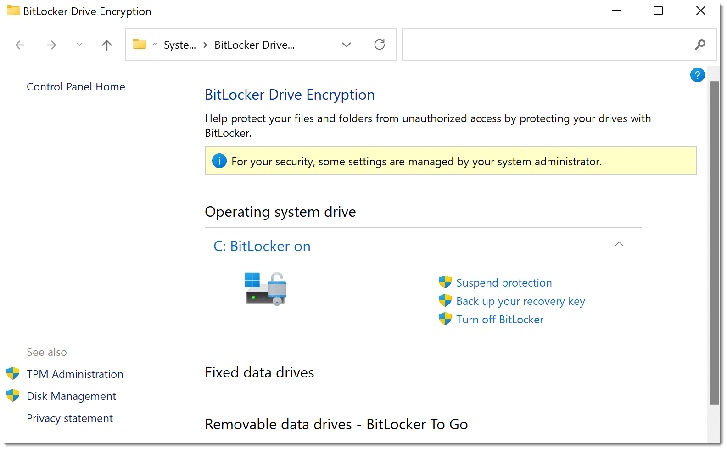 click turn off bitlocker feature
