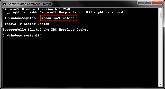 Command Prompt ipconfig flushdns