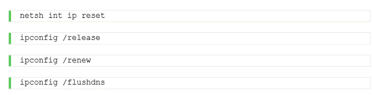 Befehle zum Zurücksetzen des TCP/IP-Stacks in der Eingabeaufforderung