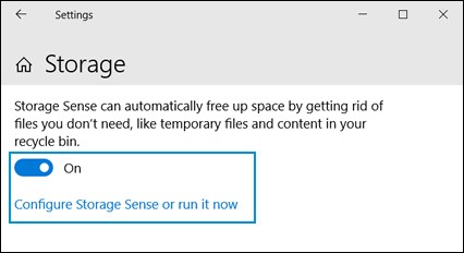Configure storage sense
