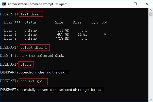 convert disk from mbr to gpt