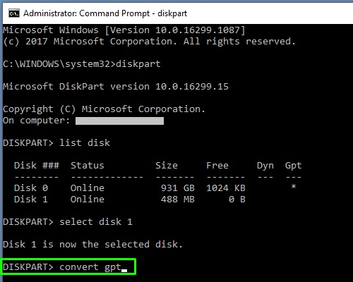 create a partition with diskpart