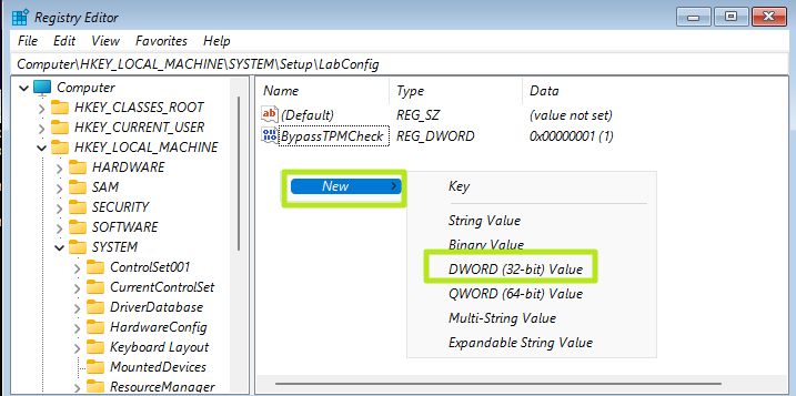 dword-werte in registry anlegen