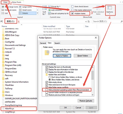 delete hiberfil sys files