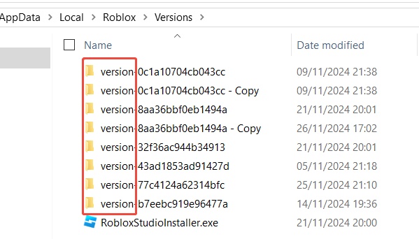 delete roblox version folder