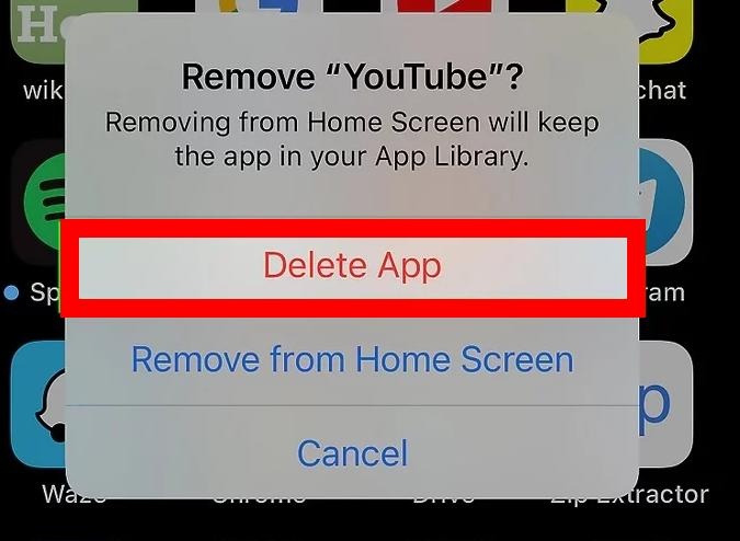 delete youtube on iphone