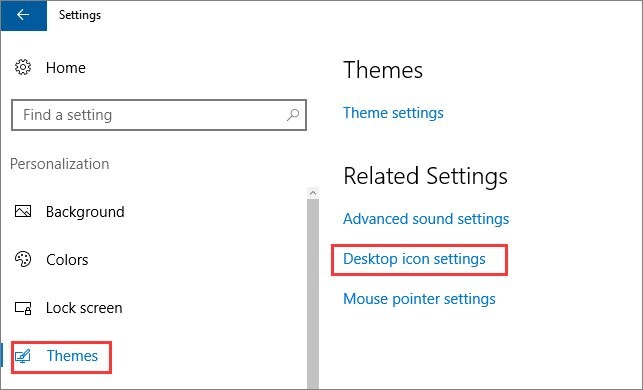 Einstellungen für Desktop-Symbole