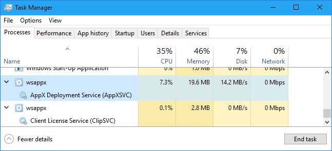diagnose wsappx high cpu usage