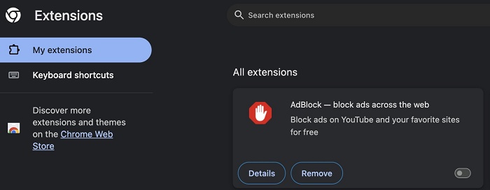 disable adblocker extension