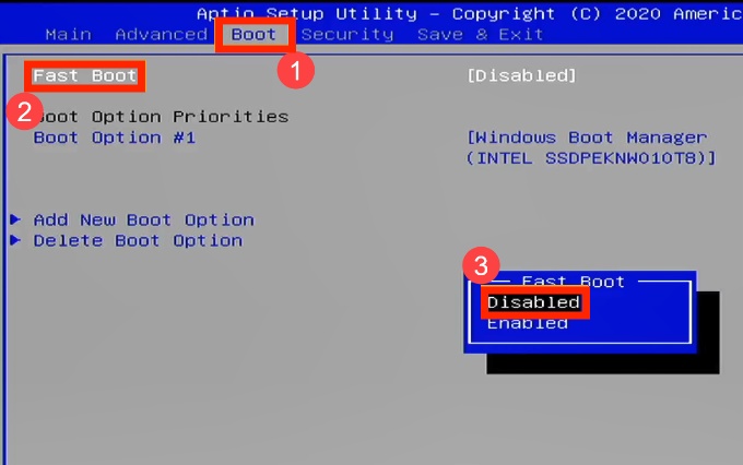 Fast Boot im BIOS-Menü deaktivieren