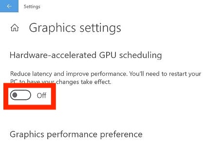 disable hardware accelerated gpu scheduling