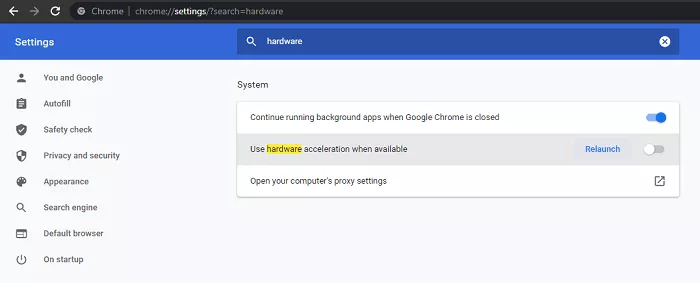 disable chrome hardware acceleration to fix video green screen