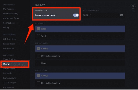 disable in-game overlay