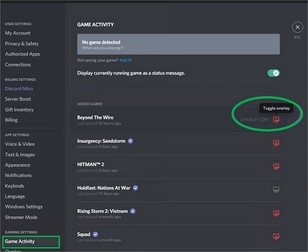 disable overlay for specific game