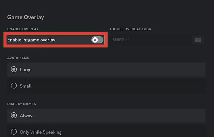 disable  overlay
