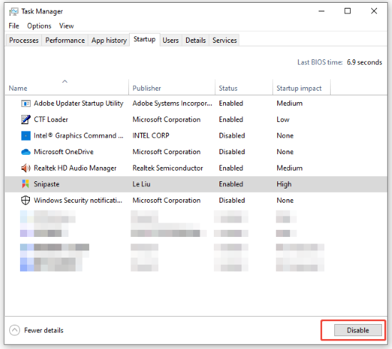 disable program in startup