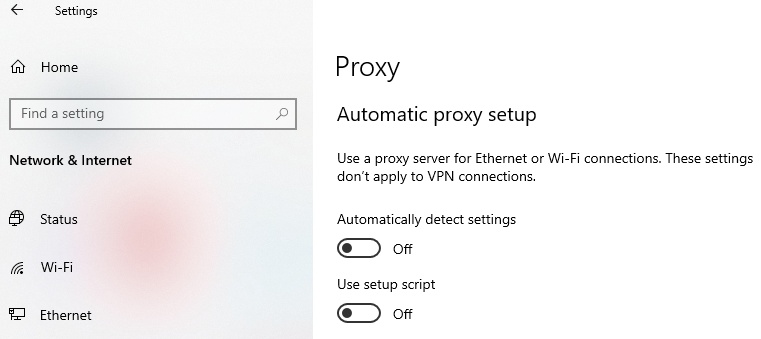 disable proxy