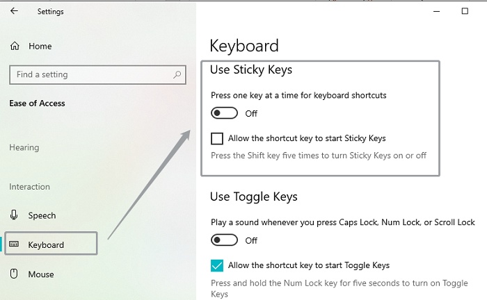 disable sticky keys