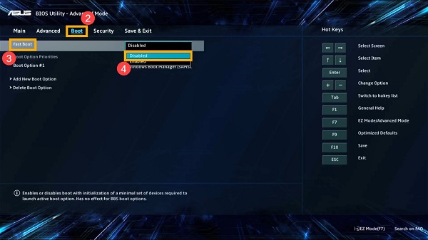 disable the fastboot