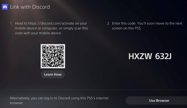 discord qr and text code