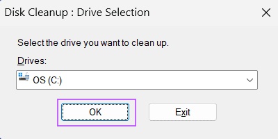 disk cleanup select drive to clean up