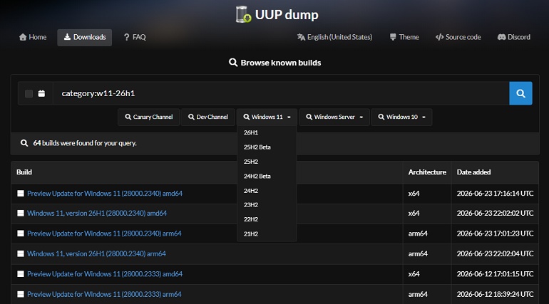 download 26h2 in uup