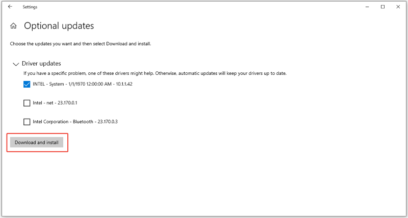 download and install optional updates