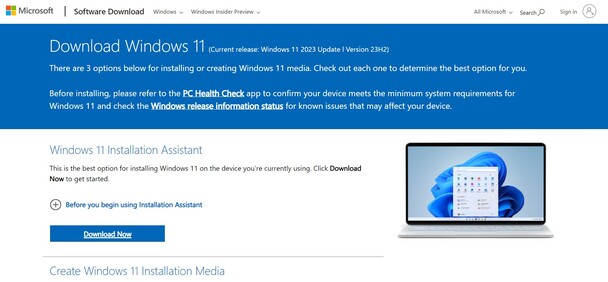 Windows 11 Installationsassistent herunterladen
