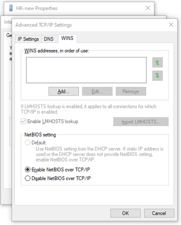 enable netbios over tcp