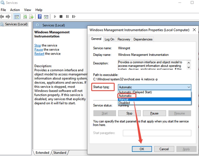 enable wmic in services