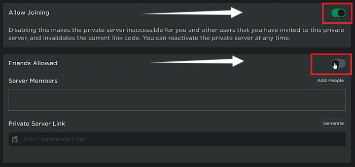 ensure allow joining is on