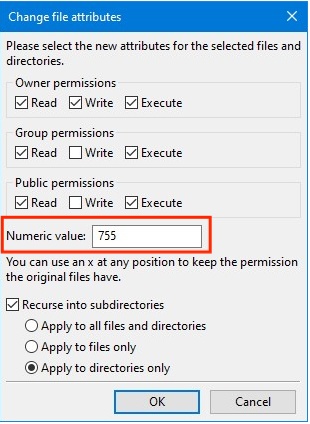 ensure numeric value is 755
