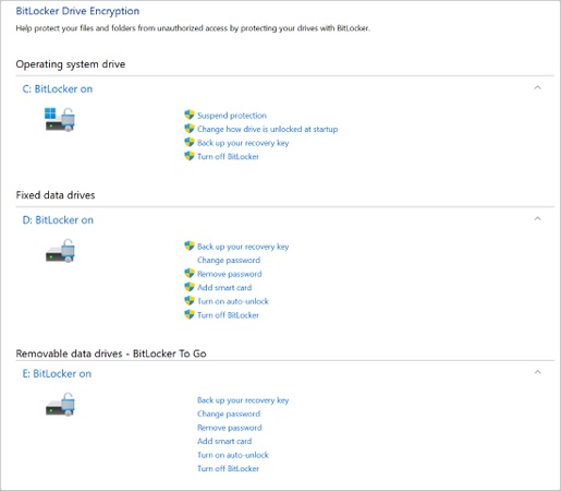 enter bitlocker drive encryption
