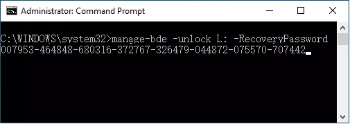 enter command prompt to unlock bitlocker drive